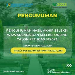 PENGUMUMAN HASIL AKHIR SELEKSI WAWANCARA DAN SELEKSI ONLINE CALON PETUGAS ST2023